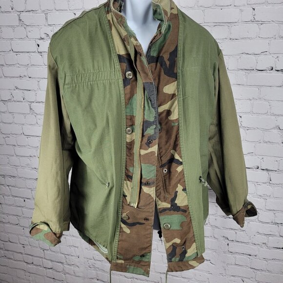 US Army Camo Cold Weather Field Jacket Zip Snap Military Army Medium M - Picture 5 of 14
